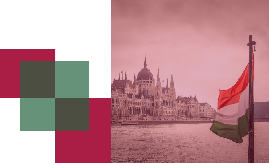 Rólunk - A képen a magyar zászló és a Parlament látható.